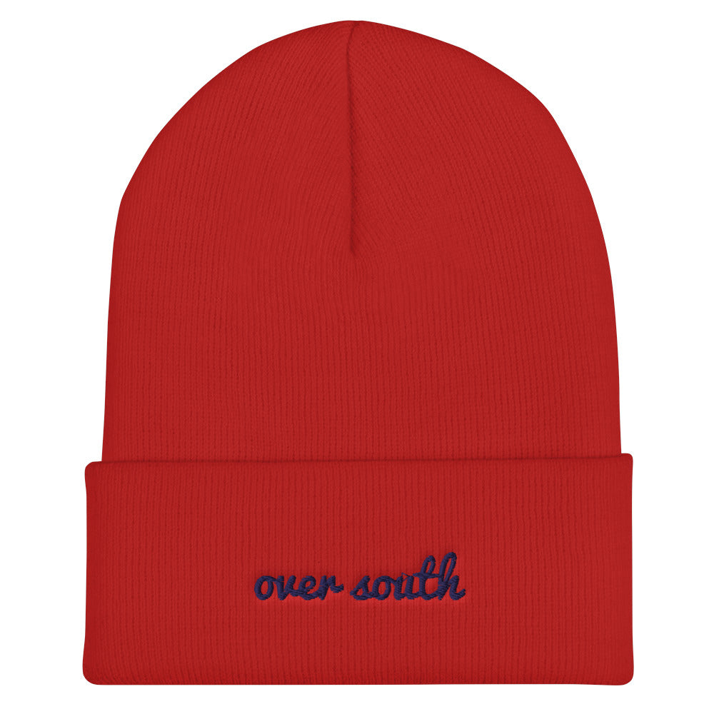 Beanie South Over Text (Navy Text) Logo Cuffed